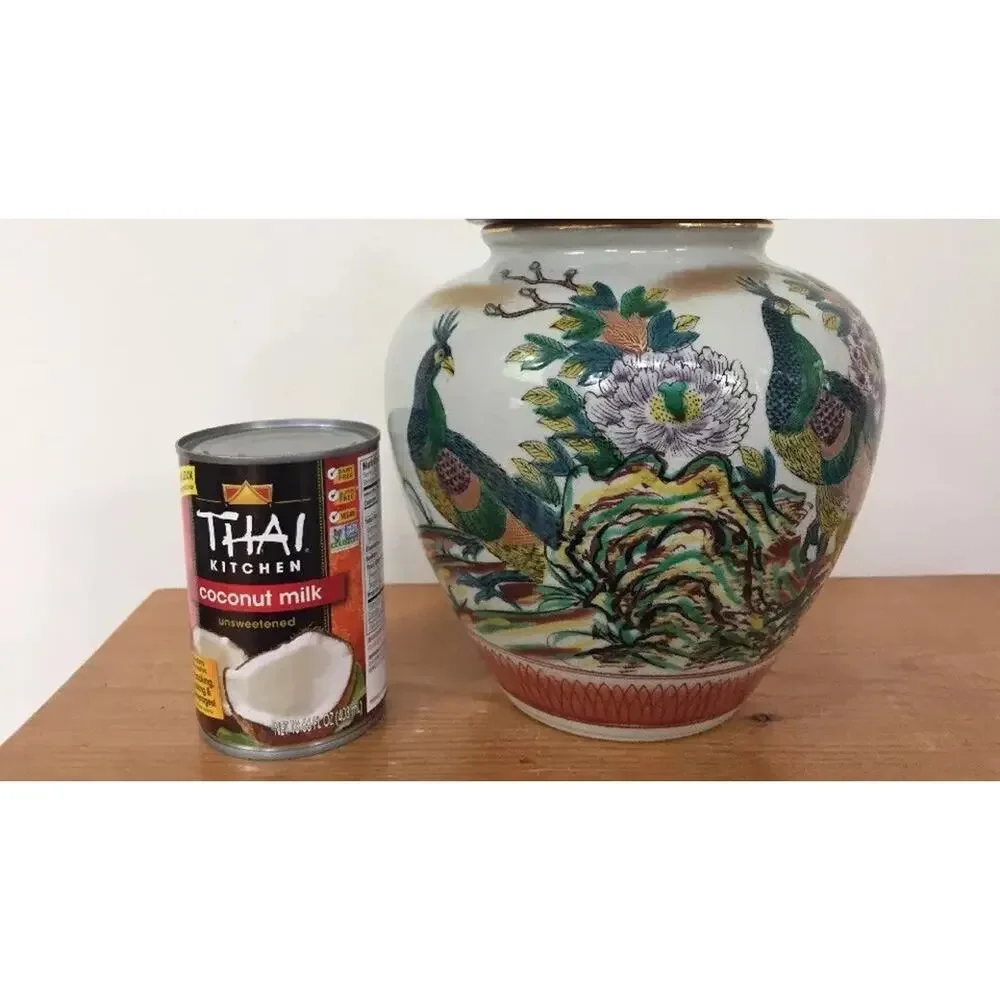 Antique Vtg Japanese Chinese Asian Peacock Satsuma Vase Urn Ginger Jar Porcelain